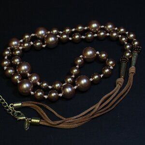 Chico's Faux Rose Gold Pearl Necklace